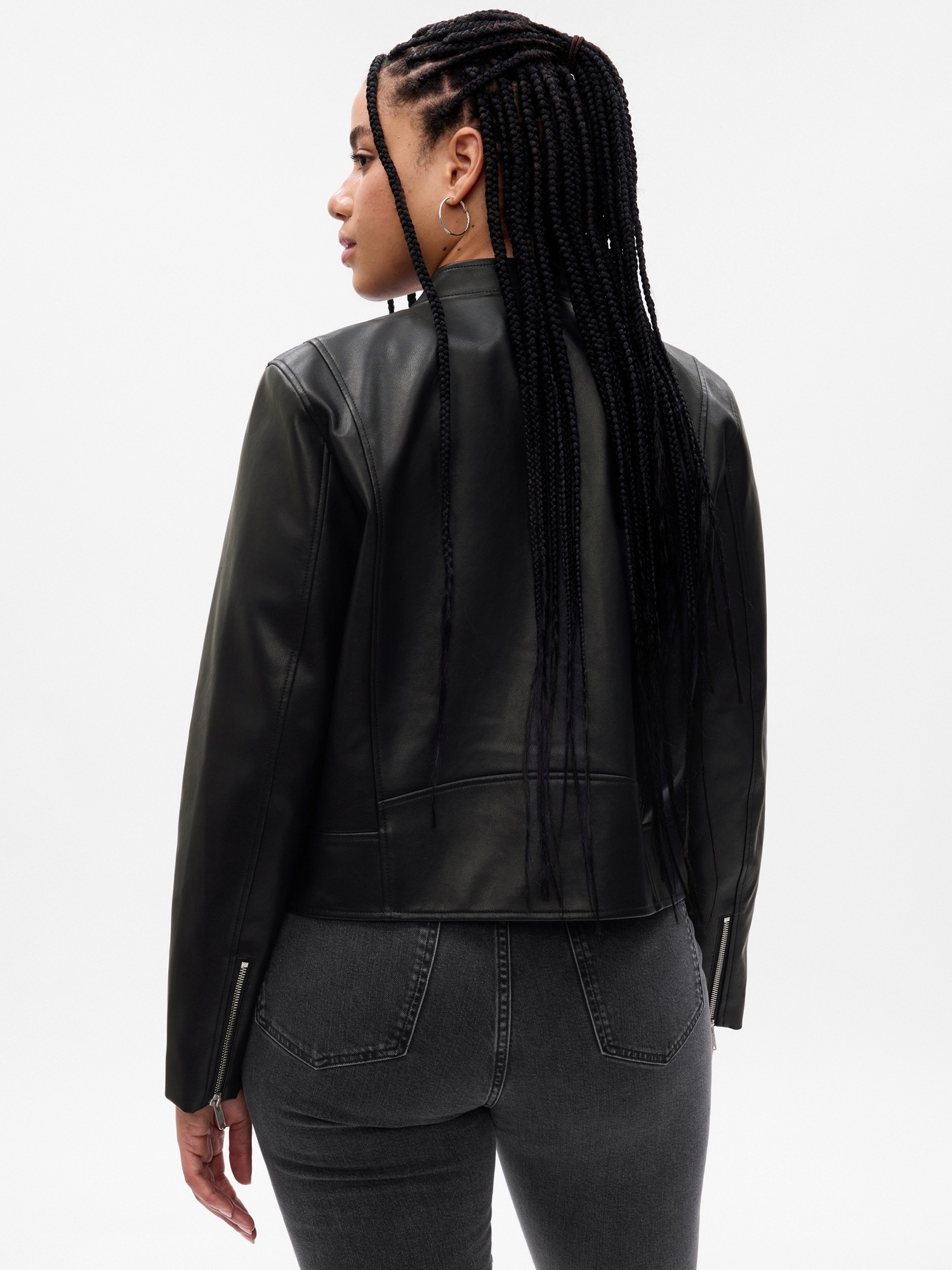 Vegan Leather Cropped Moto Jacket Gap