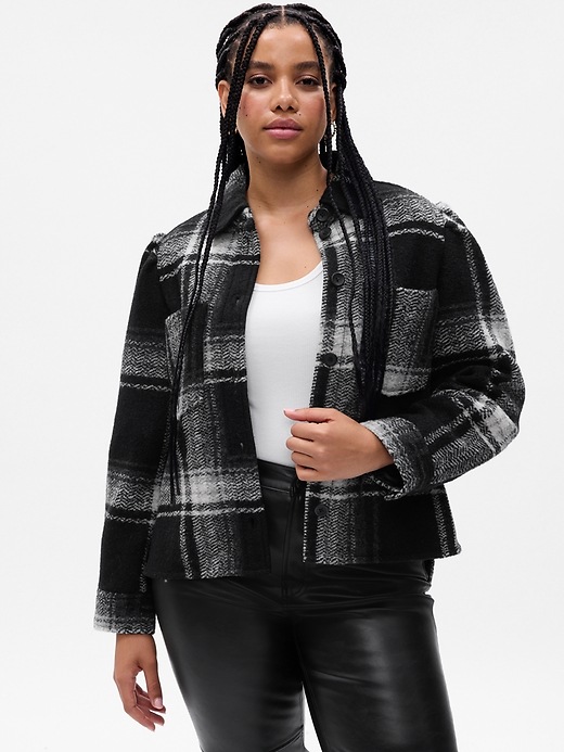 Puff Sleeve Cropped Wool Shirt Jacket | Gap