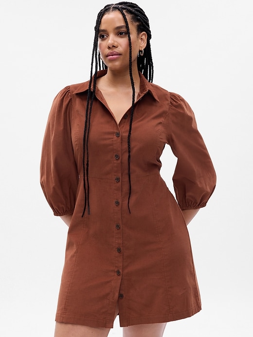 Puff Sleeve Corduroy Mini Dress | Gap