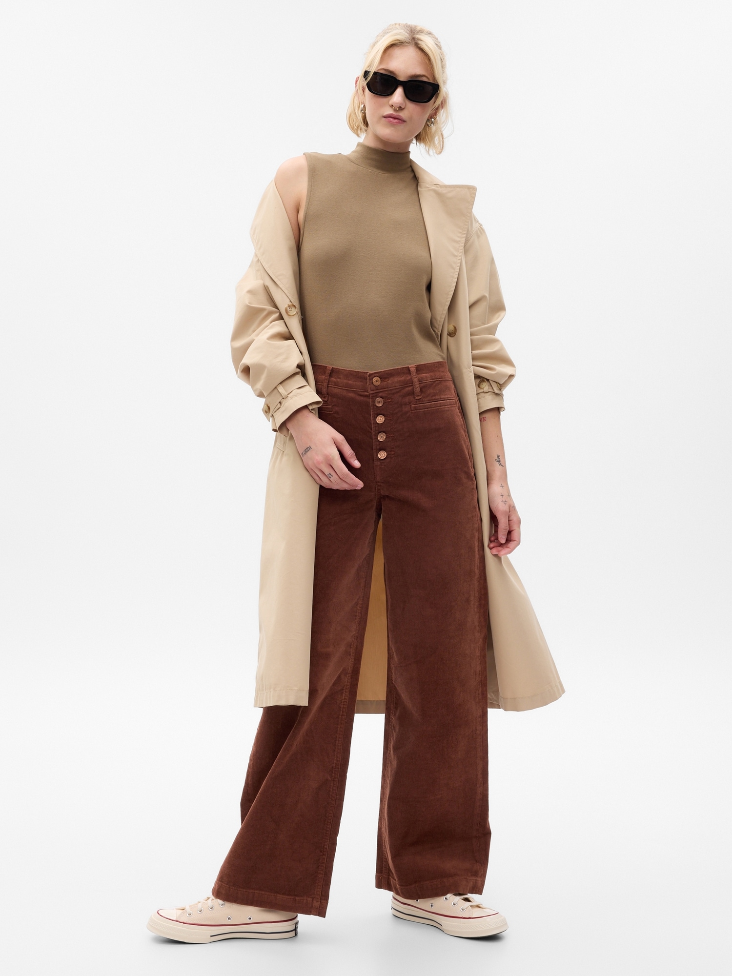 Gap High Rise Corduroy Stride Wide-Leg Pants