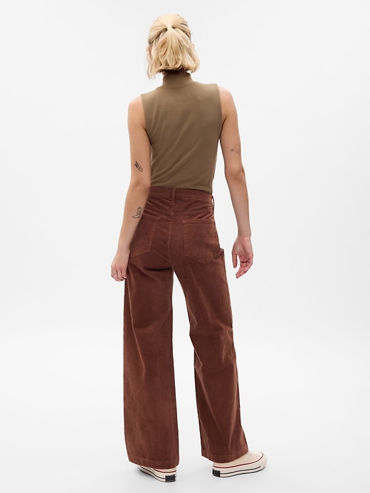 2 of 8 showing, with the color sable brown of product High Rise Corduroy Stride Wide-Leg Pants