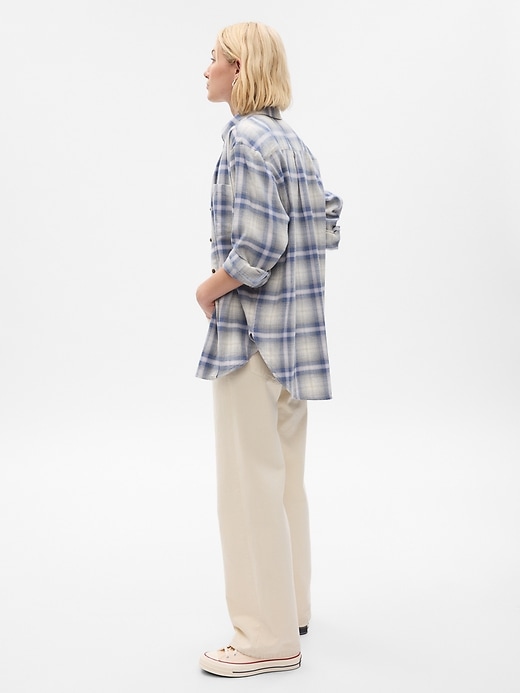 2 of 8 showing, with the color shadow blue & grey plaid of product Flannel Big Shirt
