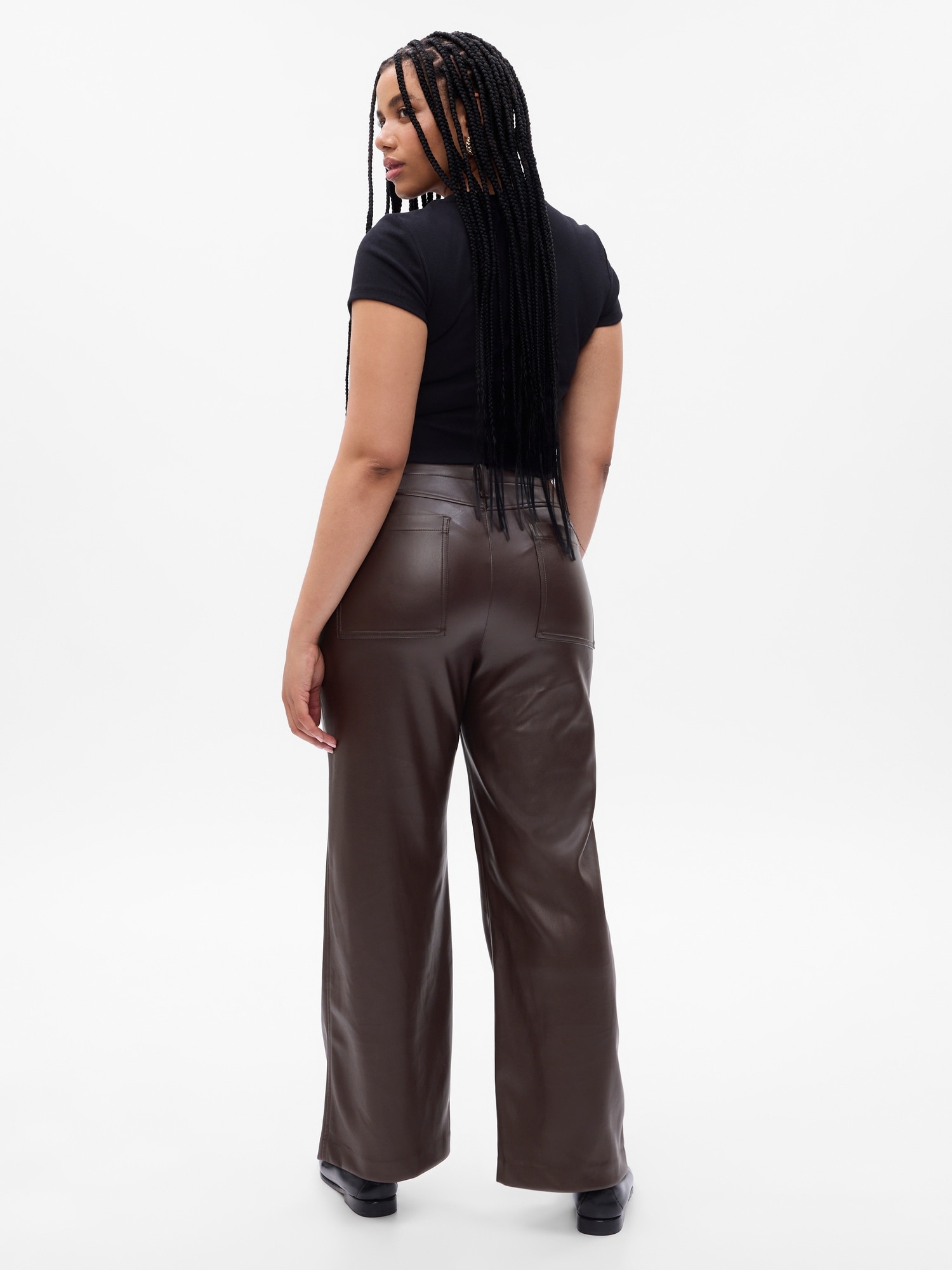Mid Rise Vegan Leather Loose Pants | Gap