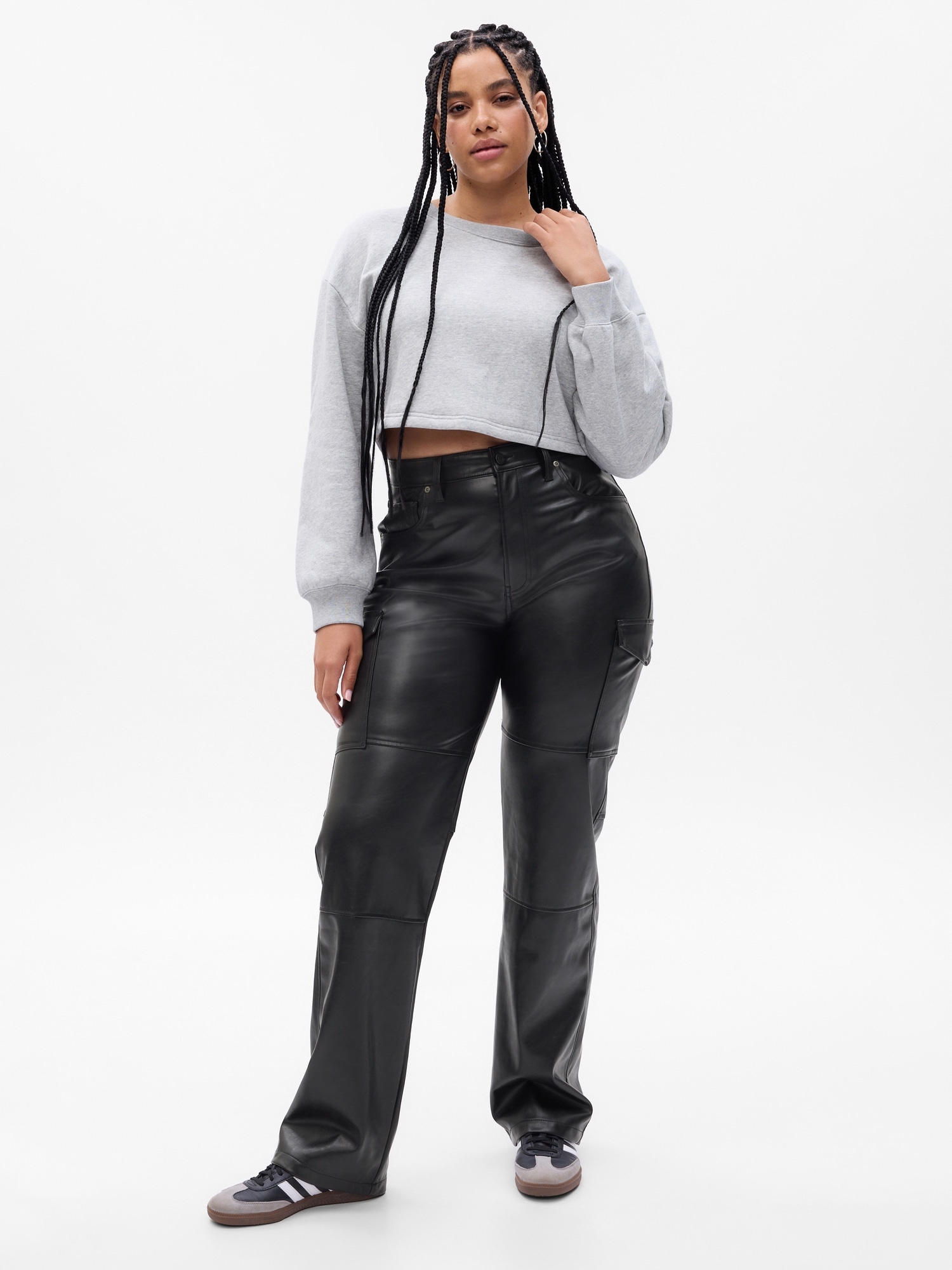 Vegan leather cargo joggers clearance