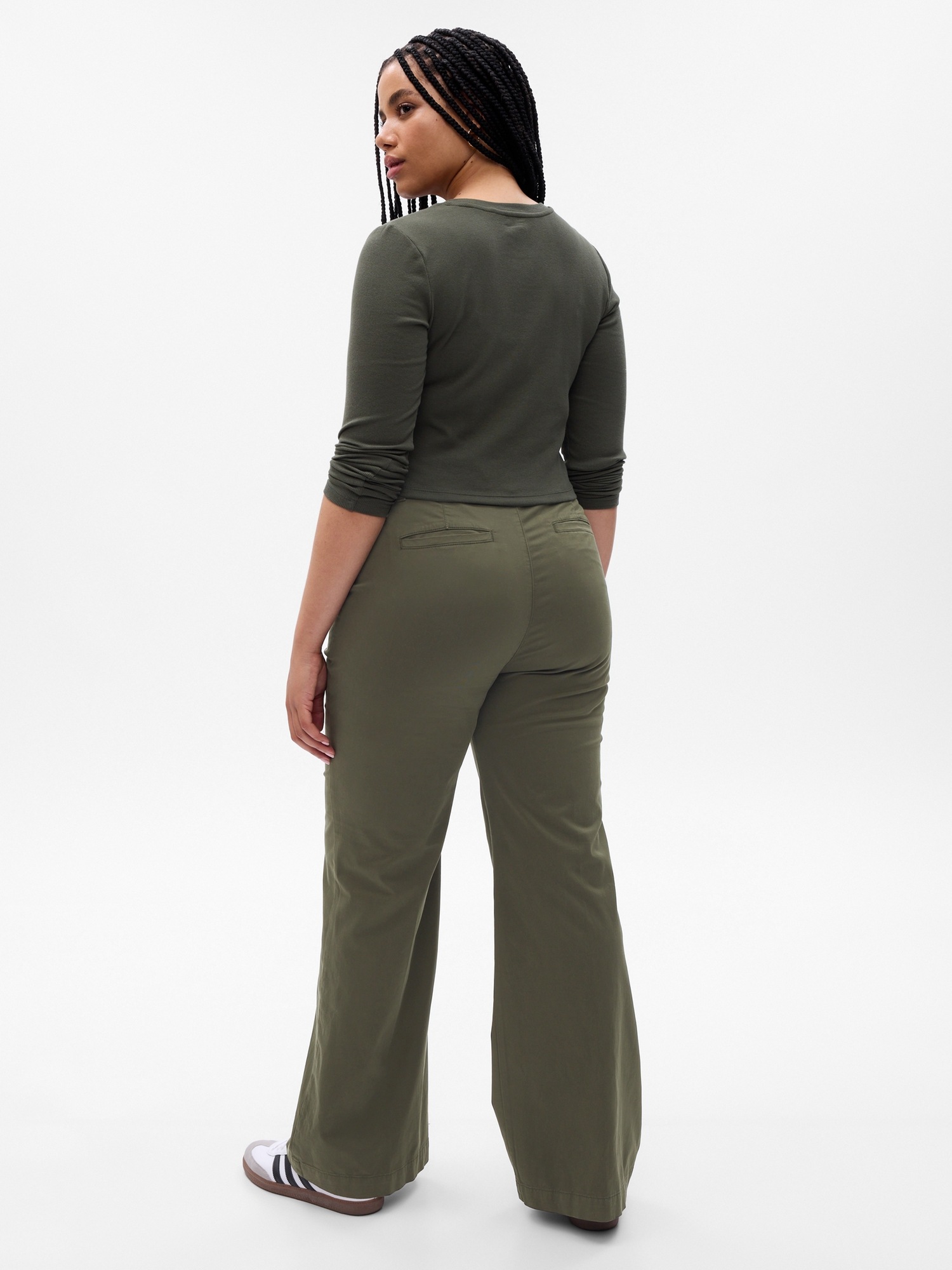 Flared Lace Trousers (APA655W-KHAKI)