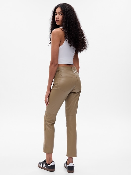 Image number 2 showing, High Rise Vegan Leather Vintage Slim Pants