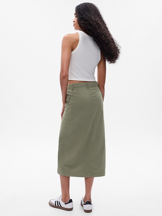 2 of 8 showing, with the color mesculen green of product Utility Midi Skirt