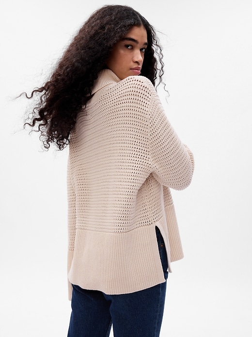 2 of 8 showing, with the color chino beige of product 24/7 Split-Hem Crochet Sweater