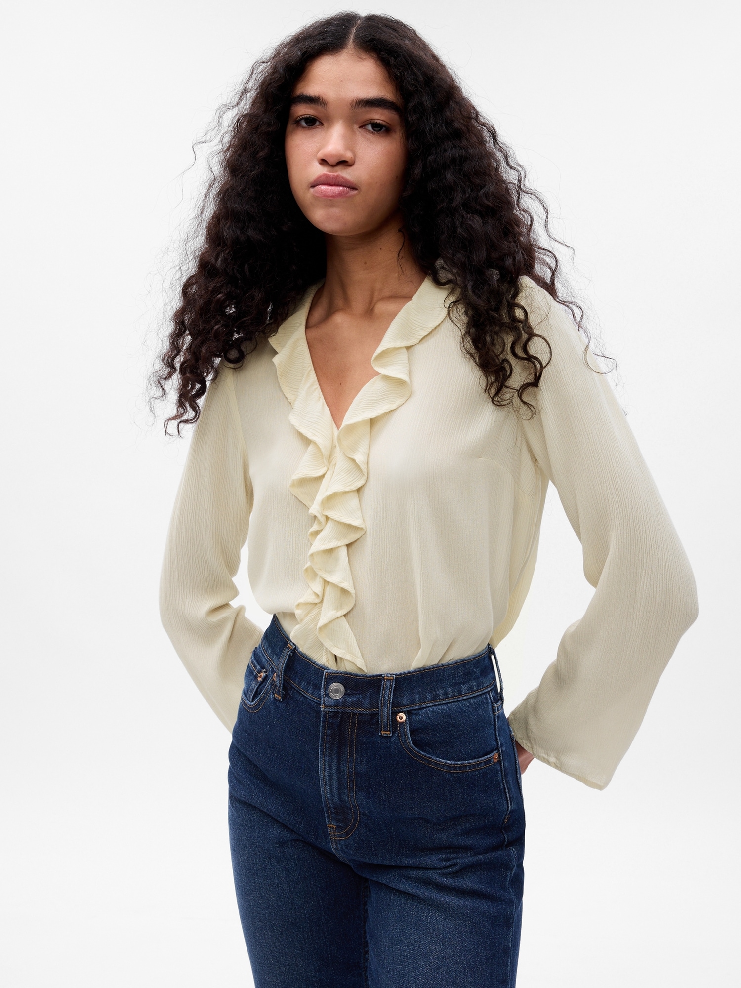 Gap Ruffle V-Neck Shirt