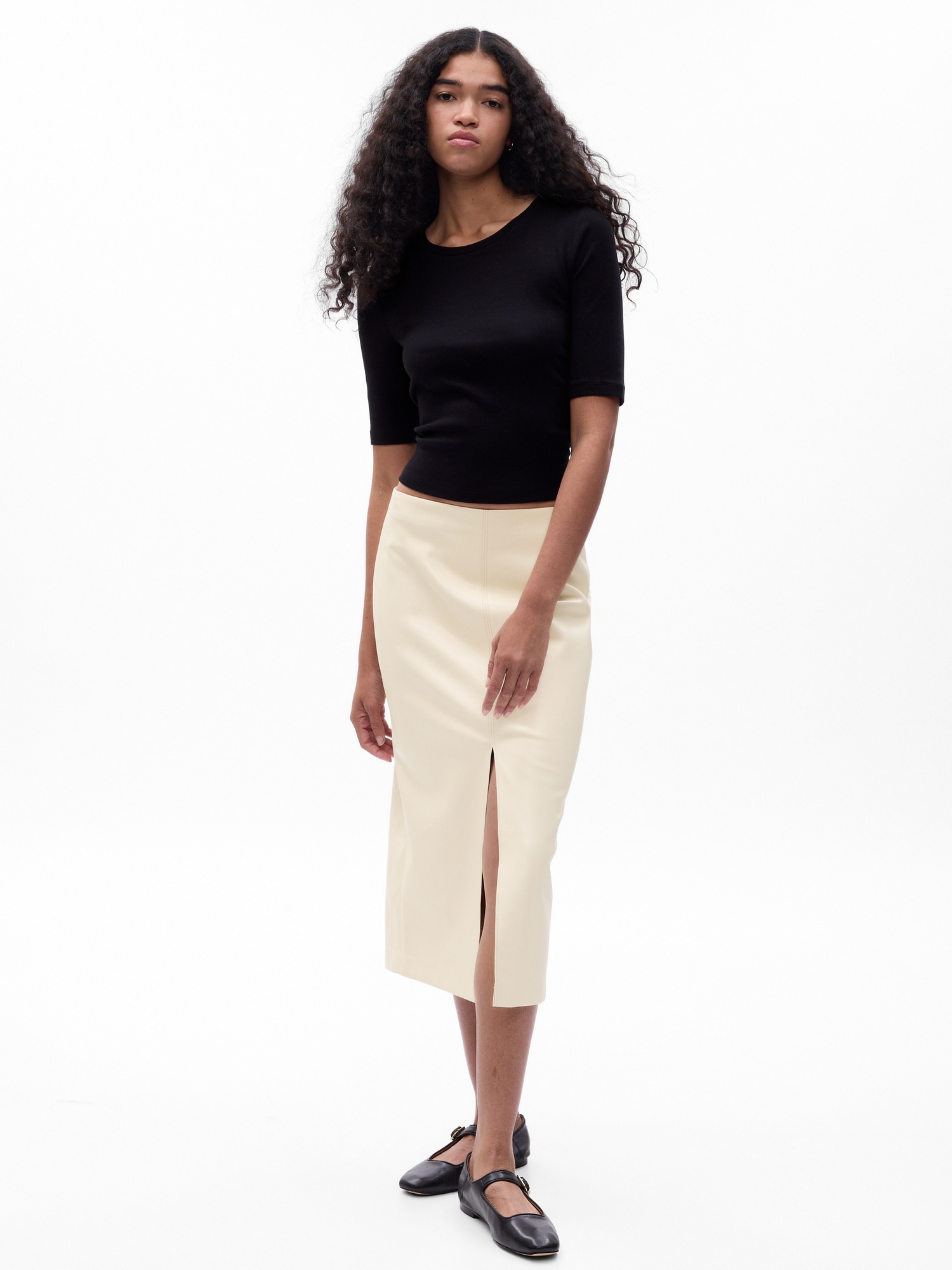 Gap Vegan Leather Midi Skirt