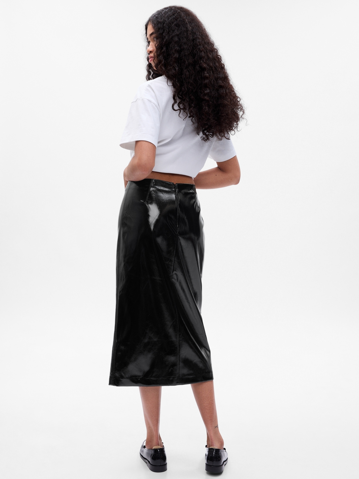 PROENZA SCHOULER WHITE LABEL Jesse paneled vegan leather midi skirt |  NET-A-PORTER