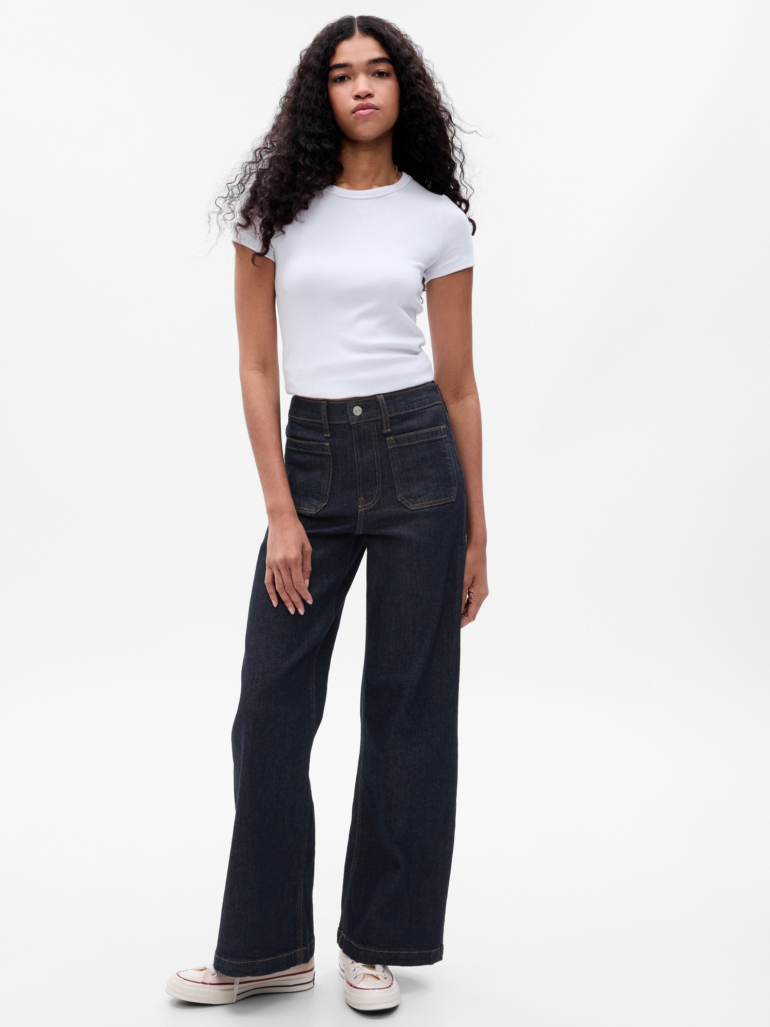 High Rise Stride Wide-Leg Jeans | Gap