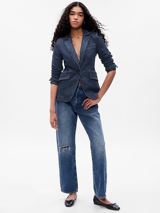 1 of 8 showing, with the color medium indigo of product Denim Blazer