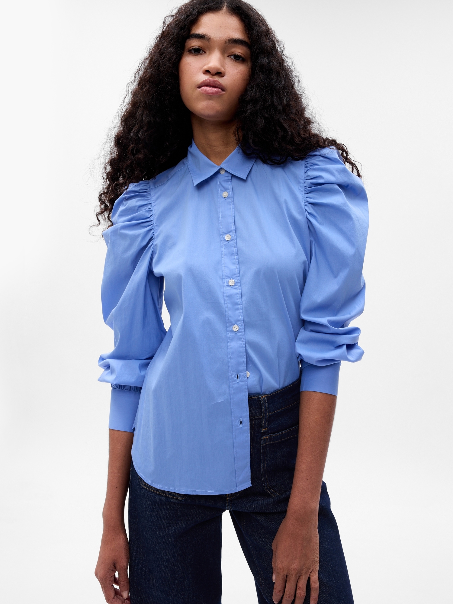 Cotton Puff Sleeve Slim Shirt | Gap