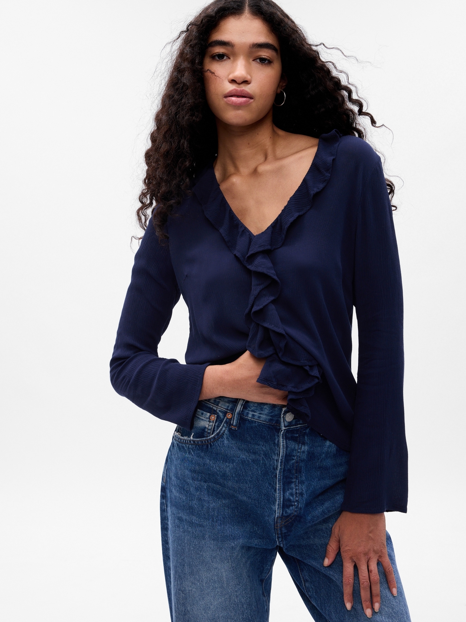 Gap Ruffle V-Neck Shirt