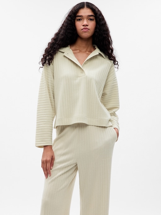 Gap Women's Cozy Rib Henley PJ T-Shirt (Chino) 