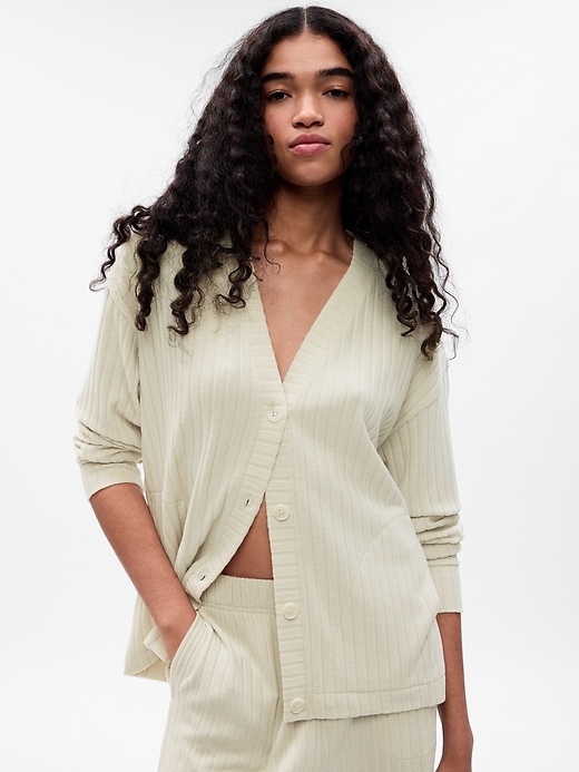 1 of 8 showing, with the color chino beige of product Cozy Rib PJ Cardigan