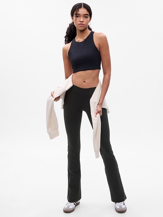 1 of 8 showing, with the color black of product GapFit Mid Rise Baby Boot Power Leggings
