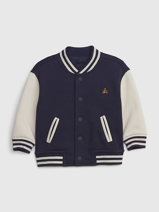 1 of 8 showing, with the color dark night blue of product Baby Varsity Jacket