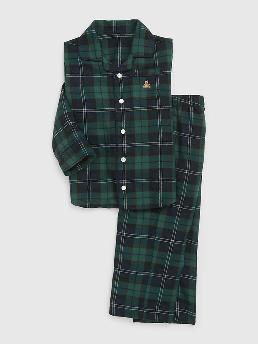 1 of 8 showing, with the color blackwatch plaid of product Baby & Toddler Recycled PJ Set