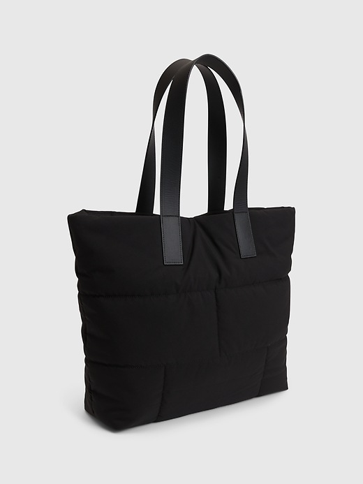 1 of 8 showing, with the color true black of product Quilted Puffer Tote Bag