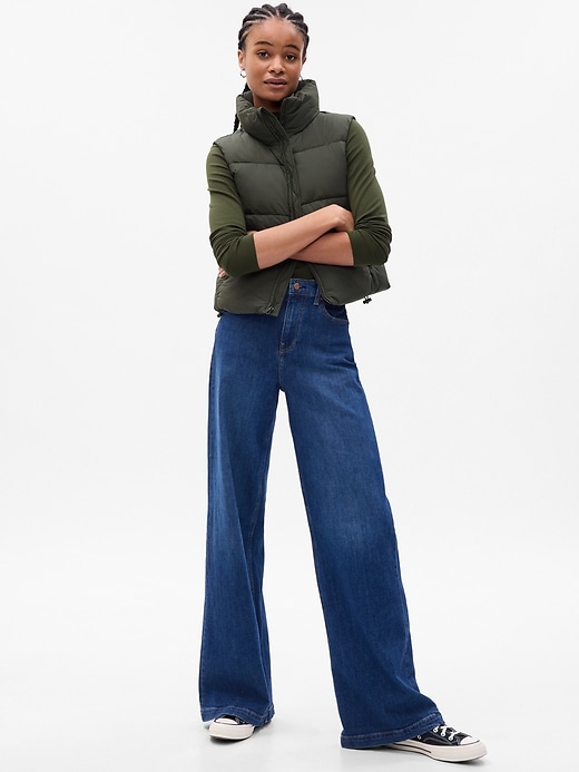 1 of 8 showing, with the color deep depths green of product Big Puff Cropped Vest