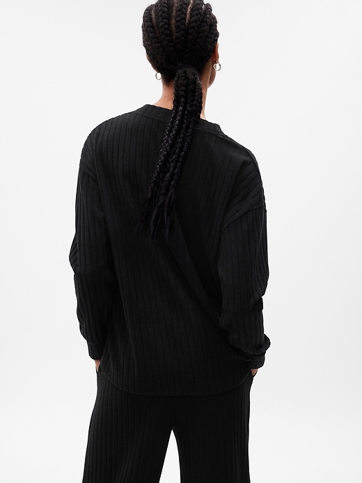 2 of 8 showing, with the color true black of product Cozy Rib PJ Cardigan