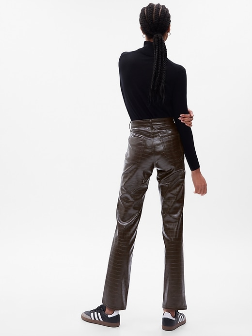 Image number 2 showing, High Rise Vegan Croc Leather Cheeky Straight Pants