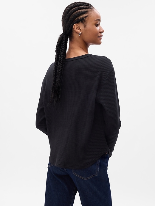 2 of 8 showing, with the color black of product Waffle Crewneck T-Shirt