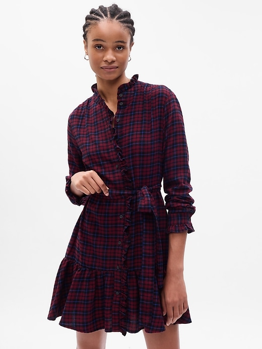 Image number 1 showing, Plaid Tiered Mini Dress