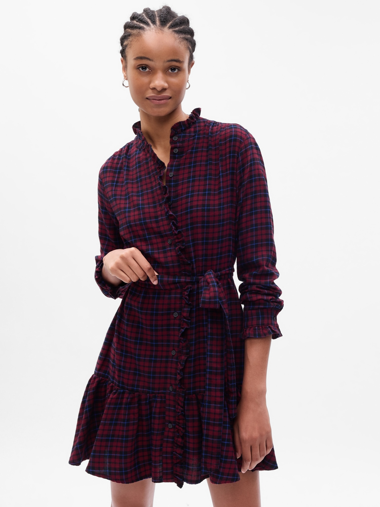 Plaid Tiered Mini Dress