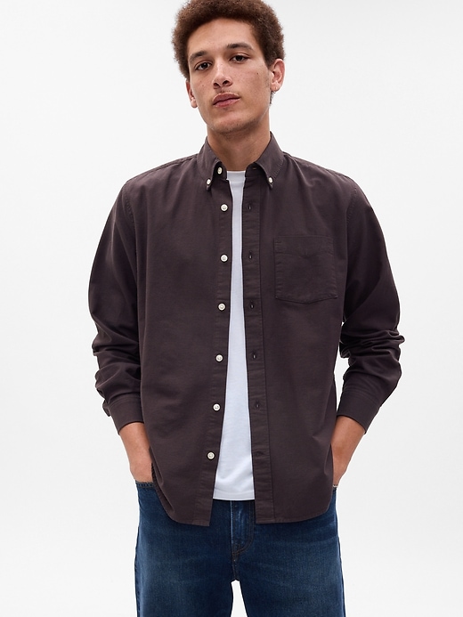 Gap Men's Classic Oxford Shirt in Standard Fit (Deep Grape) 