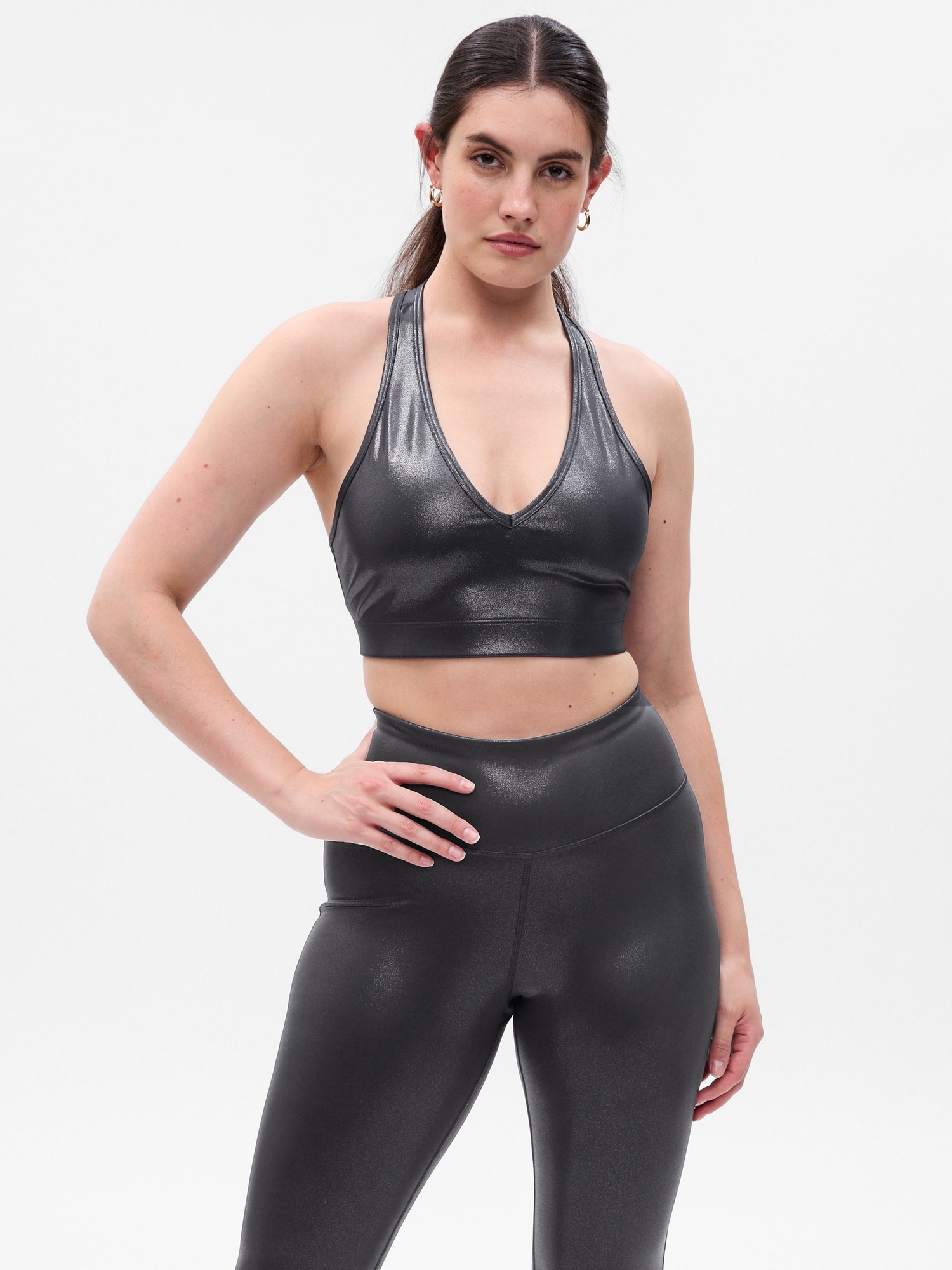Faux leather 2025 sports bra