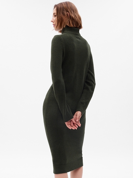 2 of 8 showing, with the color mistletoe of product CashSoft Turtleneck Midi Sweater Dress