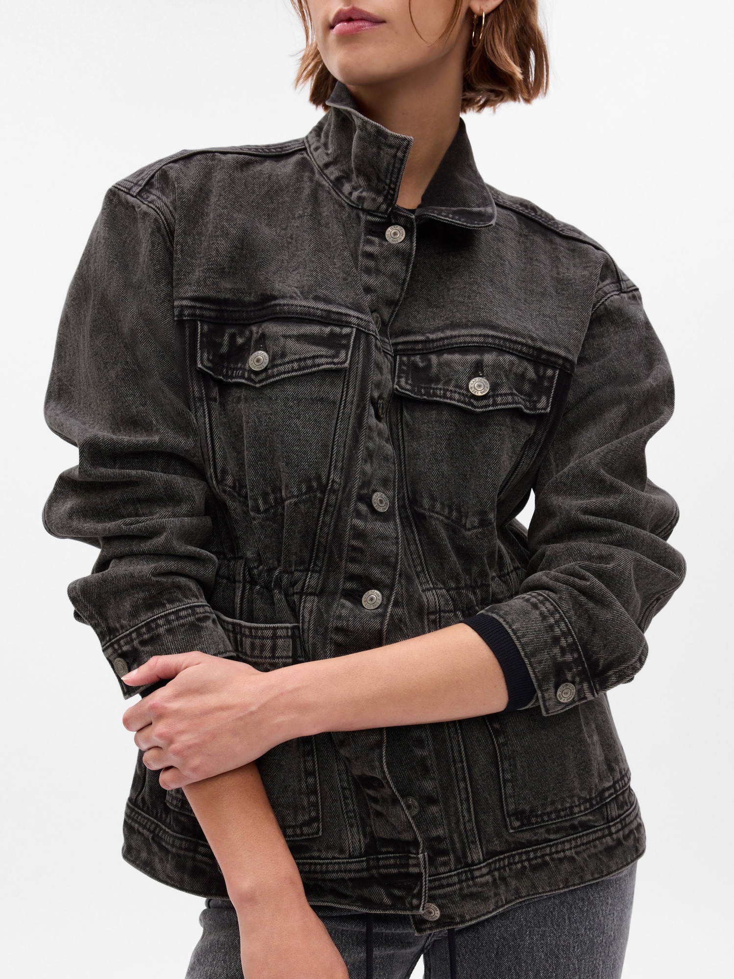 Gap womens on sale black denim jacket