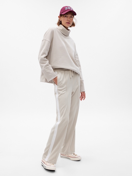1 of 8 showing, with the color beige of product Seamed Straight Leg Track Pants