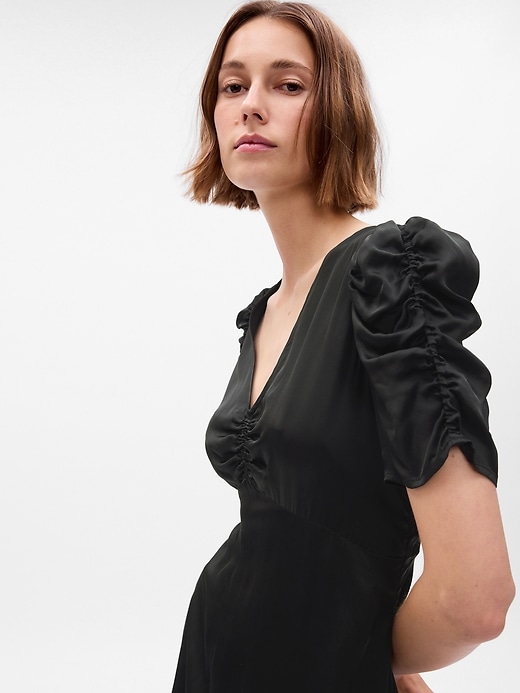 Image number 3 showing, Puff-Sleeve Ruched Mini Dress