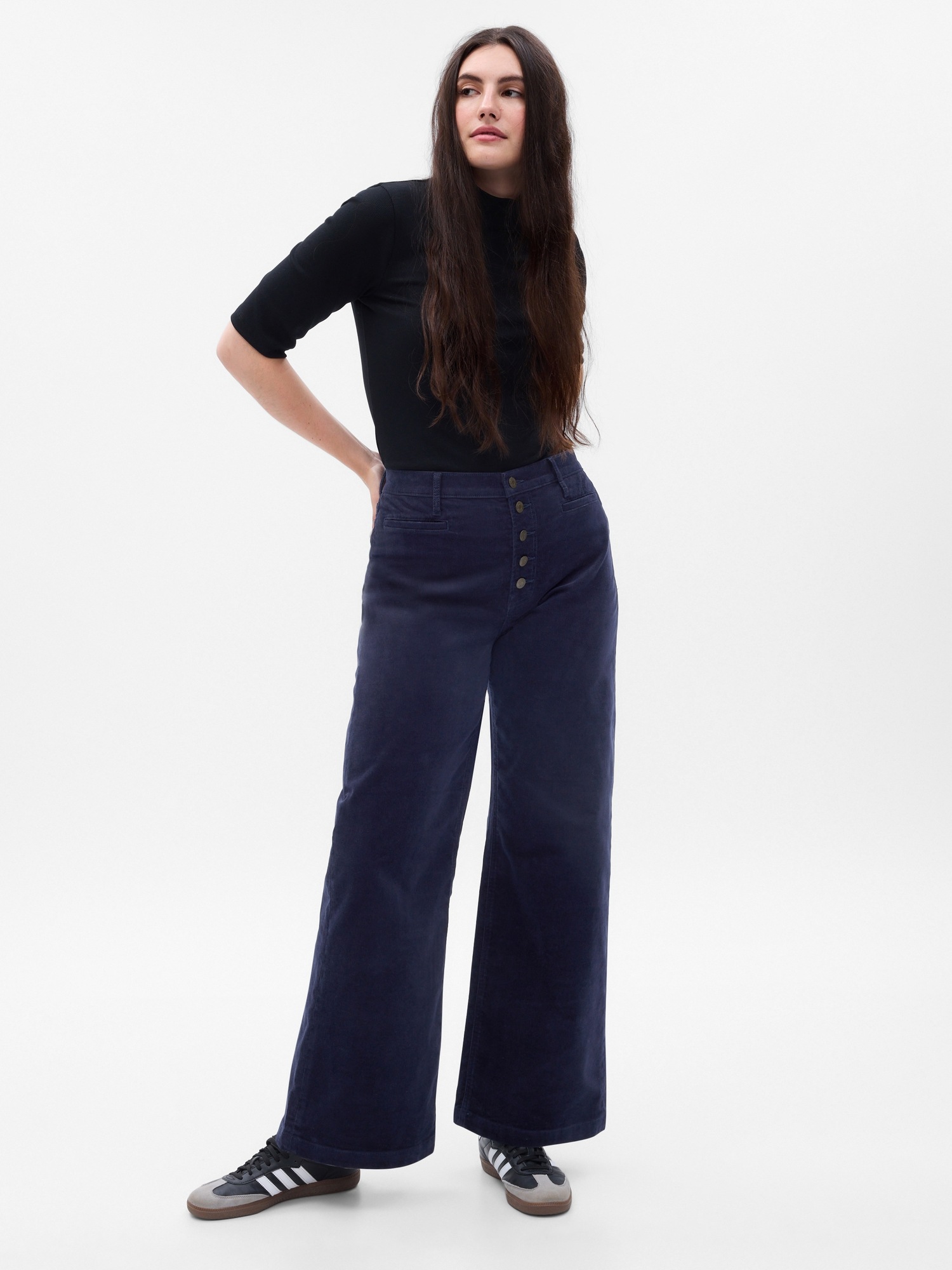 High Rise Corduroy Stride Wide-Leg Pants