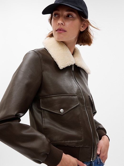 Image number 3 showing, Vegan Leather Flight Jacket