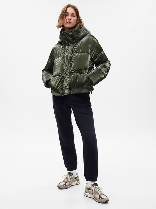 1 of 8 showing, with the color dark olive green of product Big Puff Cropped Jacket