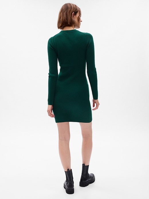 2 of 8 showing, with the color june bug green of product CashSoft Rib Mini Sweater Dress