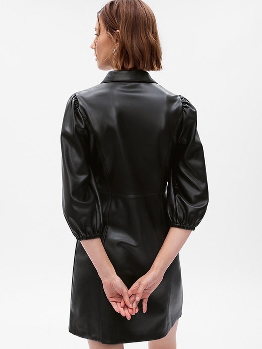 Puff Sleeve Vegan Leather Mini Dress