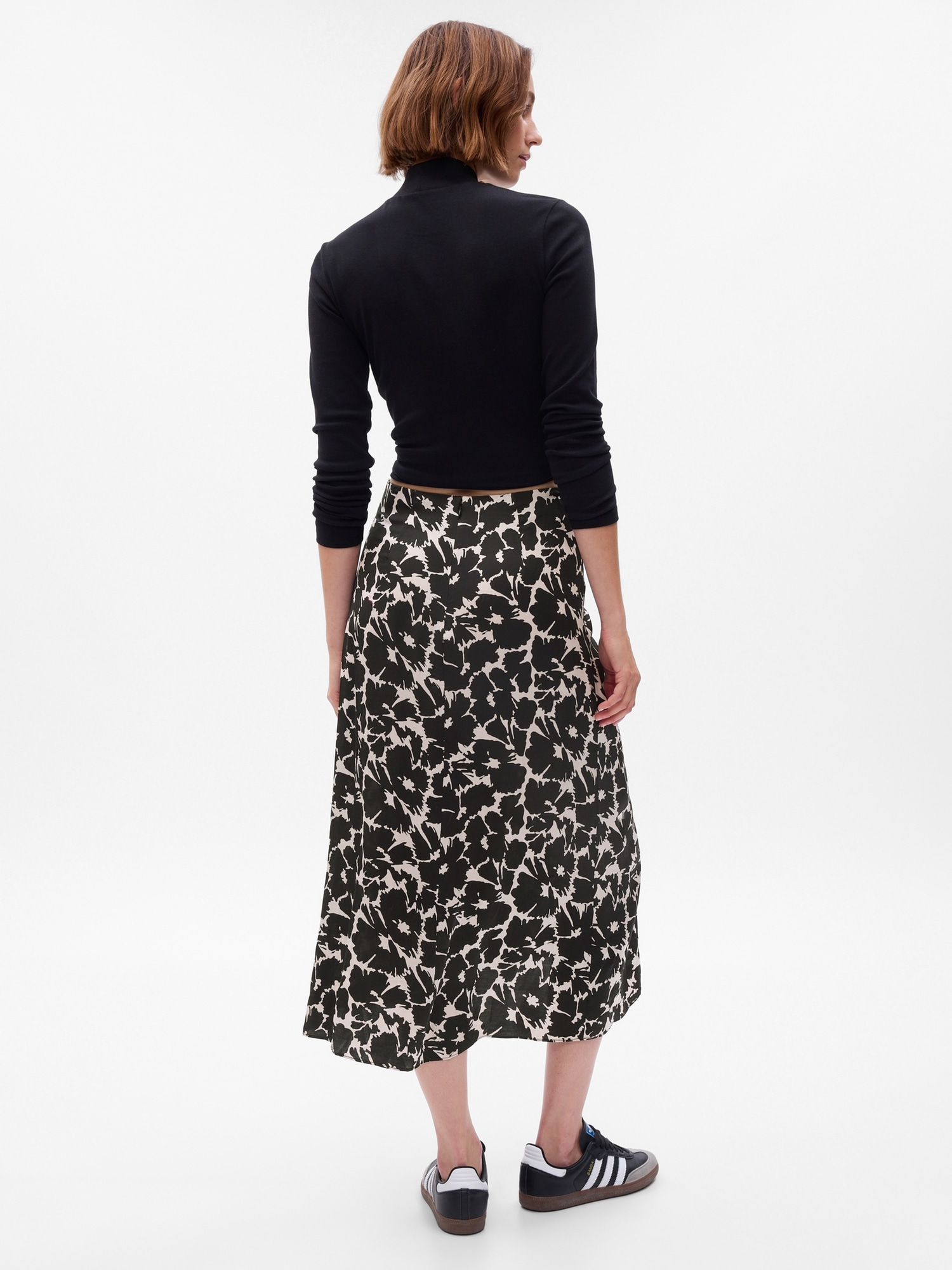 Ruched Floral Midi Skirt | Gap