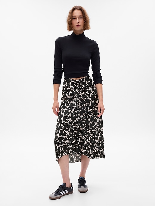 Image number 3 showing, Ruched Floral Midi Skirt