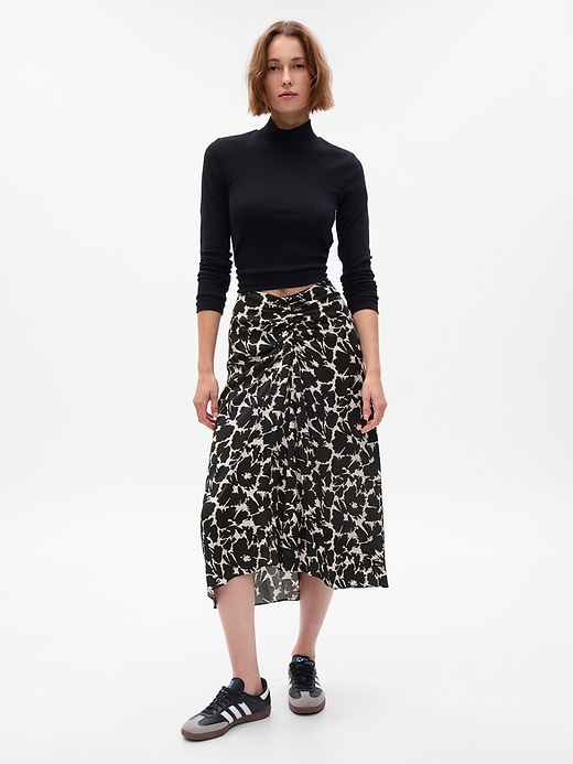 Ruched Floral Midi Skirt | Gap