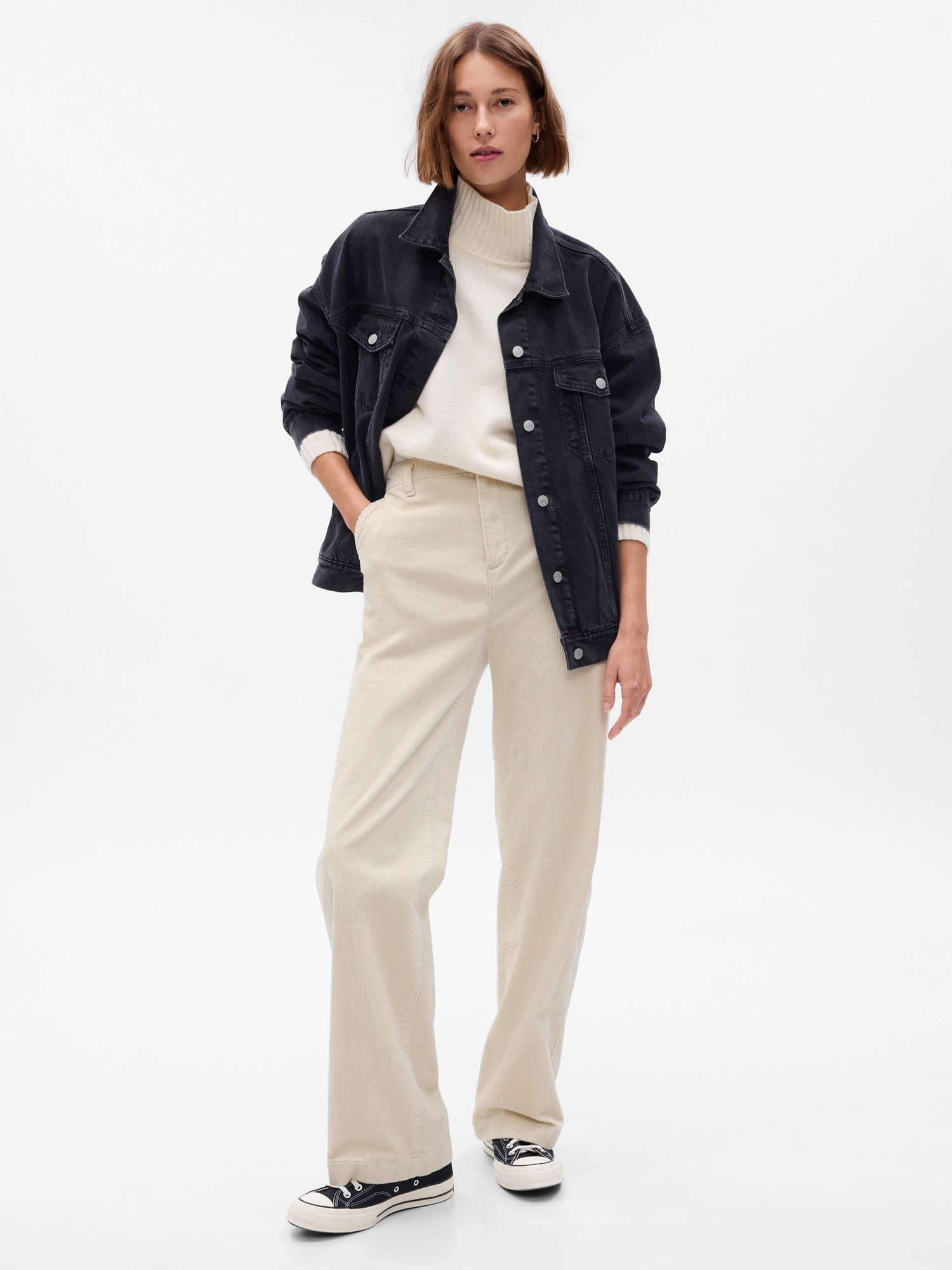 Mid Rise Loose Corduroy Pants