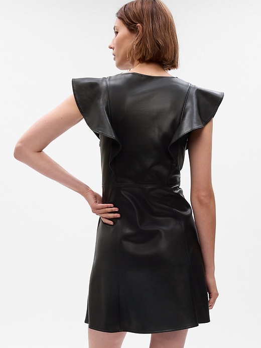 Vegan Leather Flutter Mini Dress | Gap
