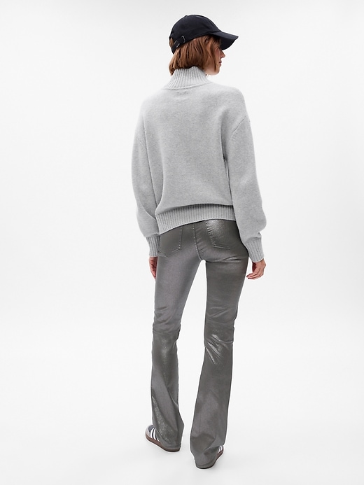 2 of 8 showing, with the color cast iron grey of product Mid Rise Metallic Baby Boot Jeans