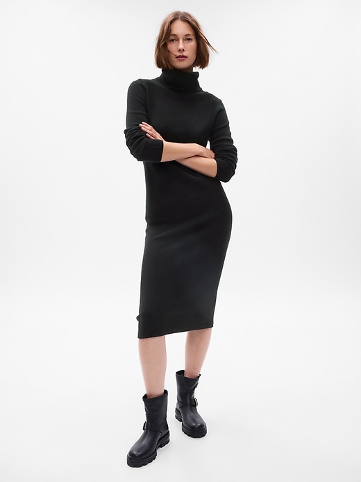 Image number 1 showing, CashSoft Turtleneck Midi Sweater Dress