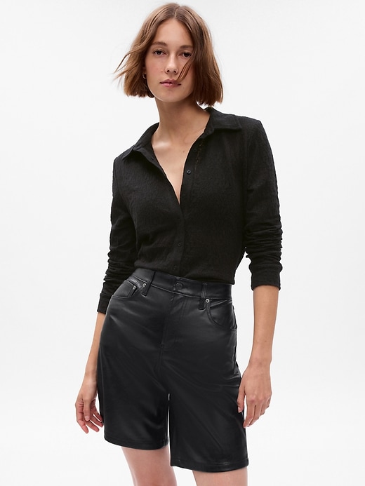 1 of 8 showing, with the color black of product Floral Jacquard Shirt